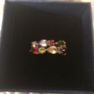 New multi stone on gold color ring size 8